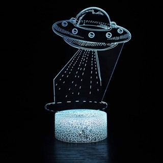 UFO Rumskib 3D lampe med fjernbetjening - dæmpbar
